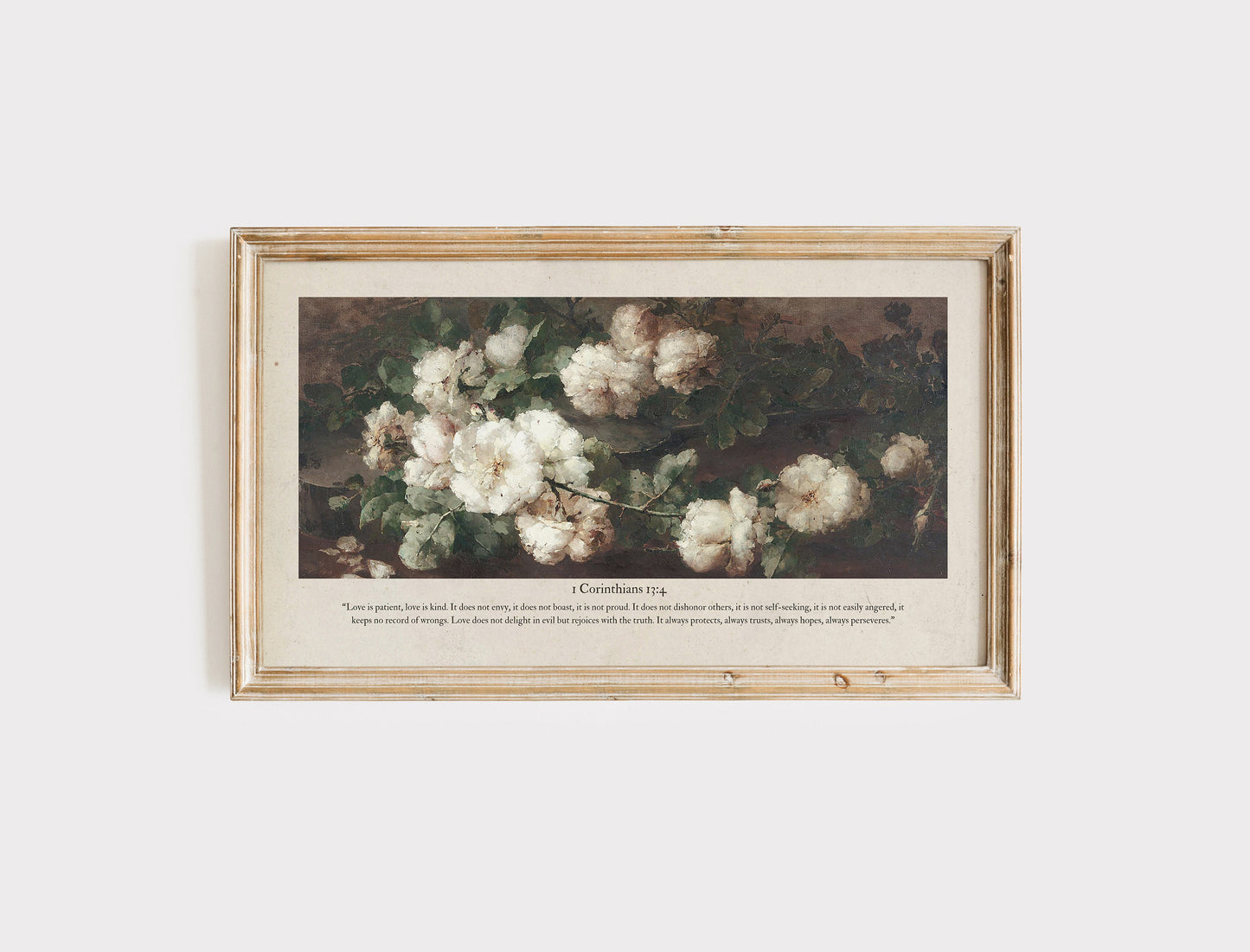 Samsung Frame TV 2 Pack | Romantic Flowers Frame TV Vintage Art | Valentines TV Art | Vintage Love Still Life | Bible Verse Love is Patient