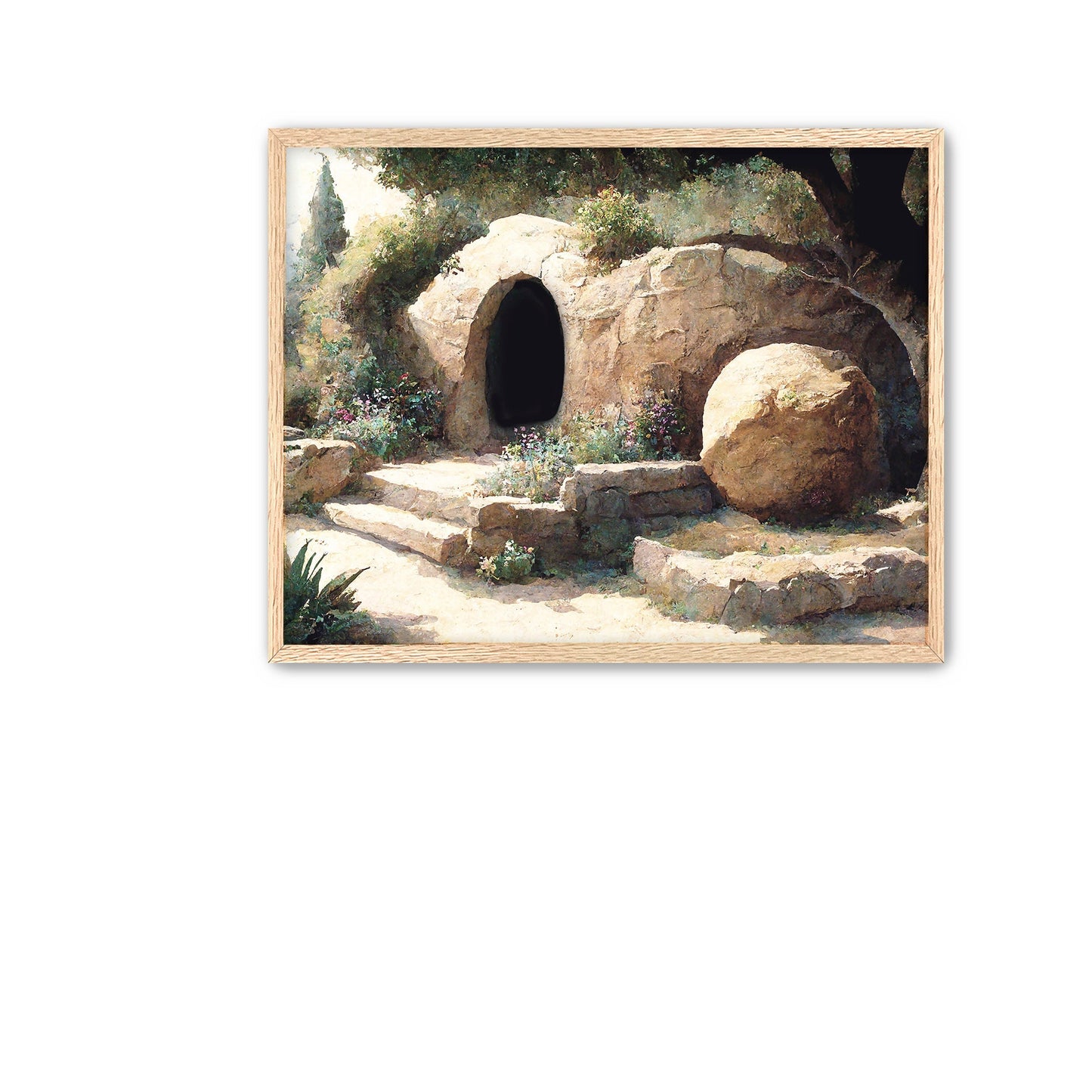 The Tomb is Empty FRAMED Fine Art Print / He is Risen / Christian Bible Art / Easter Wall Decor (Physical Product)