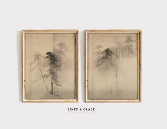 Vintage Pine Trees | Set of Two